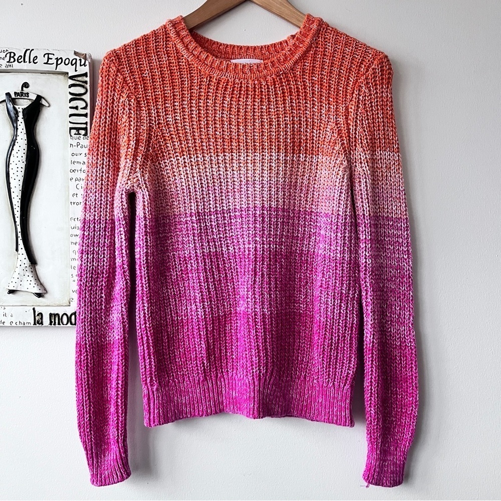 Women’s Calvin Klein Marled Pink Ombre Knit Pullover Cabincore Sweater Size XS
